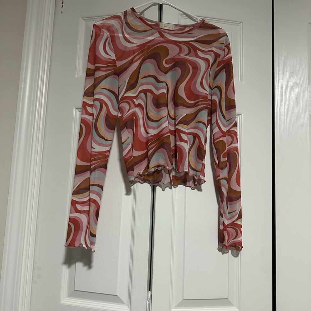Altar'd State Multicolor Swirl Long Sleeve Top
